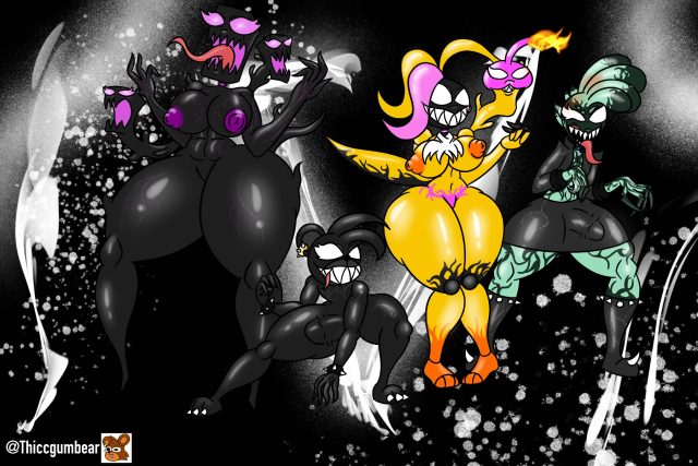 chica (fnaf),enderman,enderwoman,symbiote,toy chica (fnaf),venom,venom (marvel),venom (spider-man)