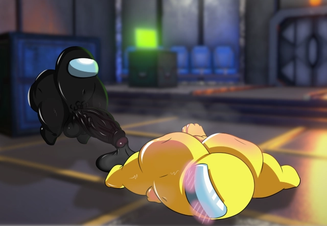 black (among us),crewmate (among us),yellow (among us)