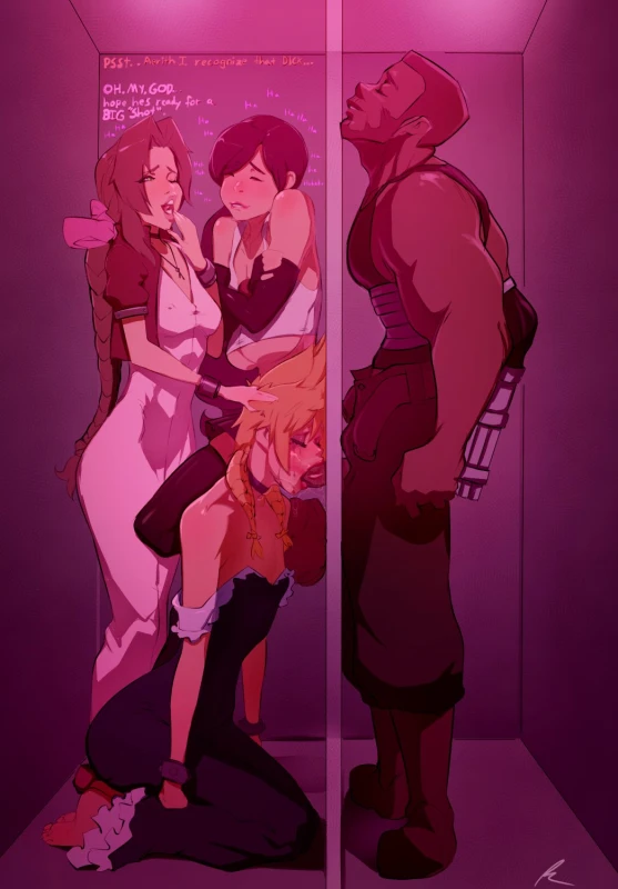 aerith gainsborough,barret wallace,cloud strife,tifa lockhart
