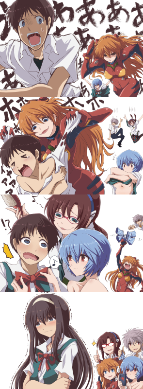 asuka langley sohryu,kaworu nagisa,makinami mari illustrious,rei ayanami,shinji ikari